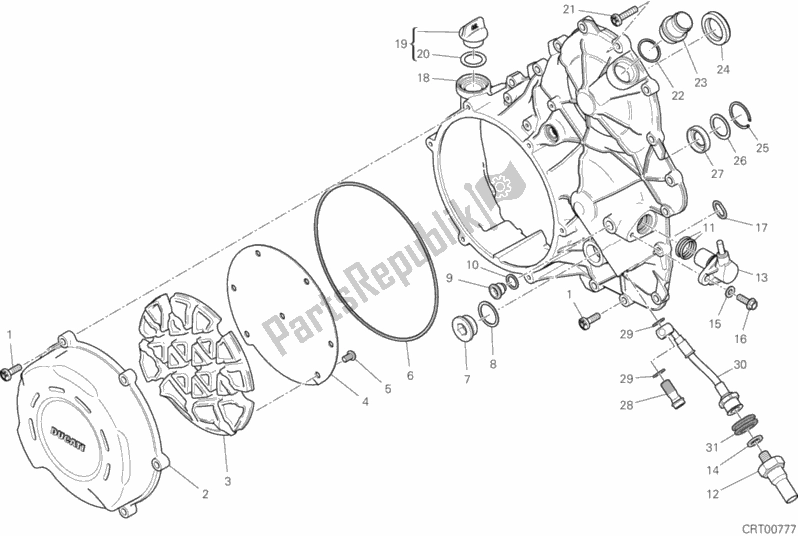 All parts for the Clutch Cover of the Ducati Superbike Panigale V4 S USA 1100 2019